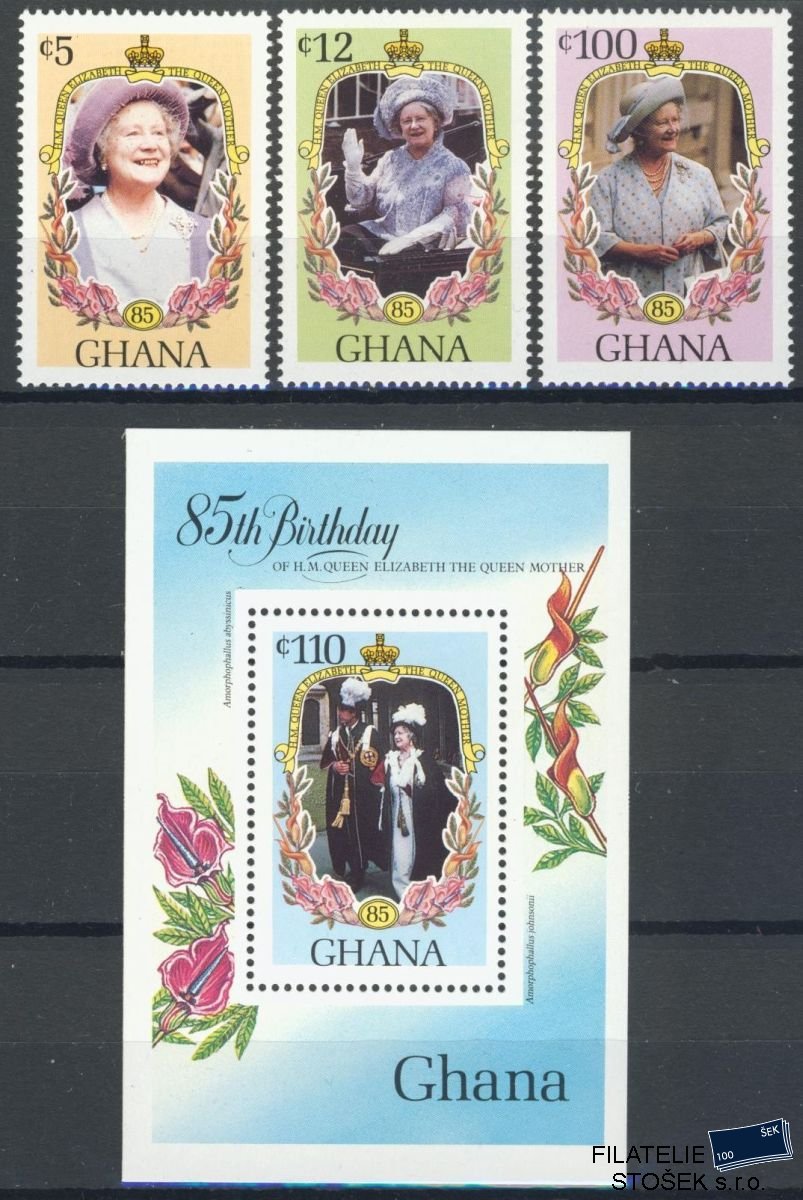 Ghana známky Mi 1085-7+Bl.116