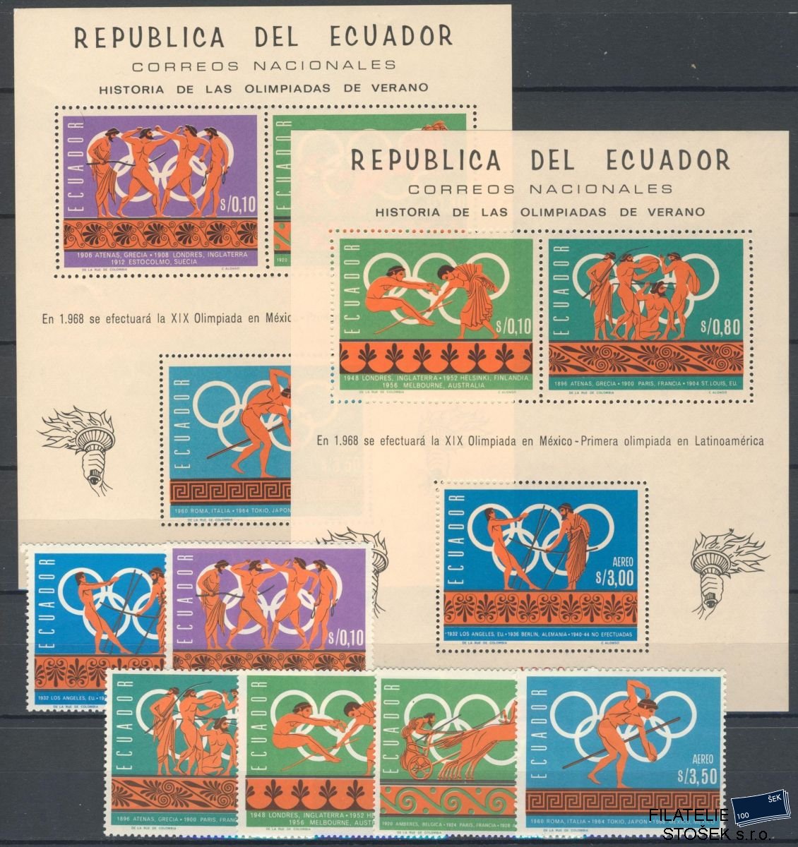 Ecuador známky Mi 1262-7+Bl.26-7