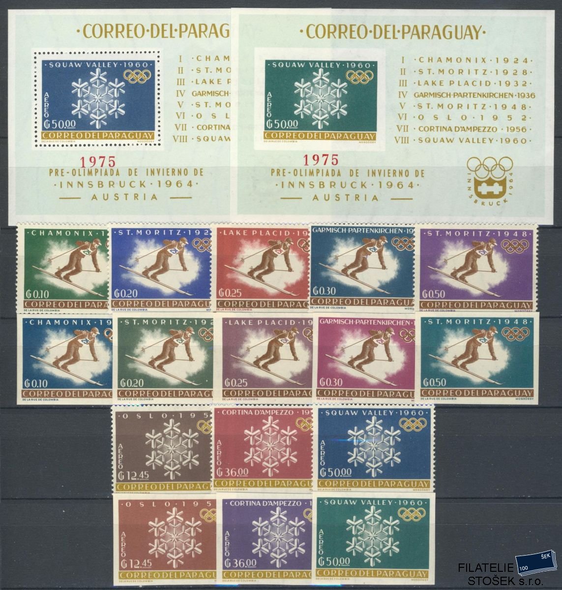 Paraguay známky Mi 1192-1207+Bl.38-9