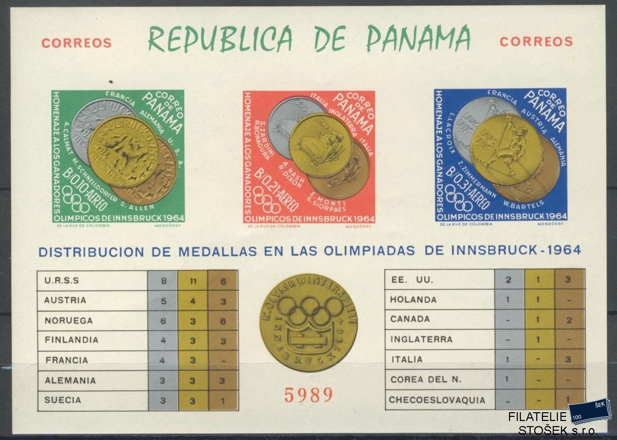 Panama známky Mi 0793-5 (Bl.31 B)