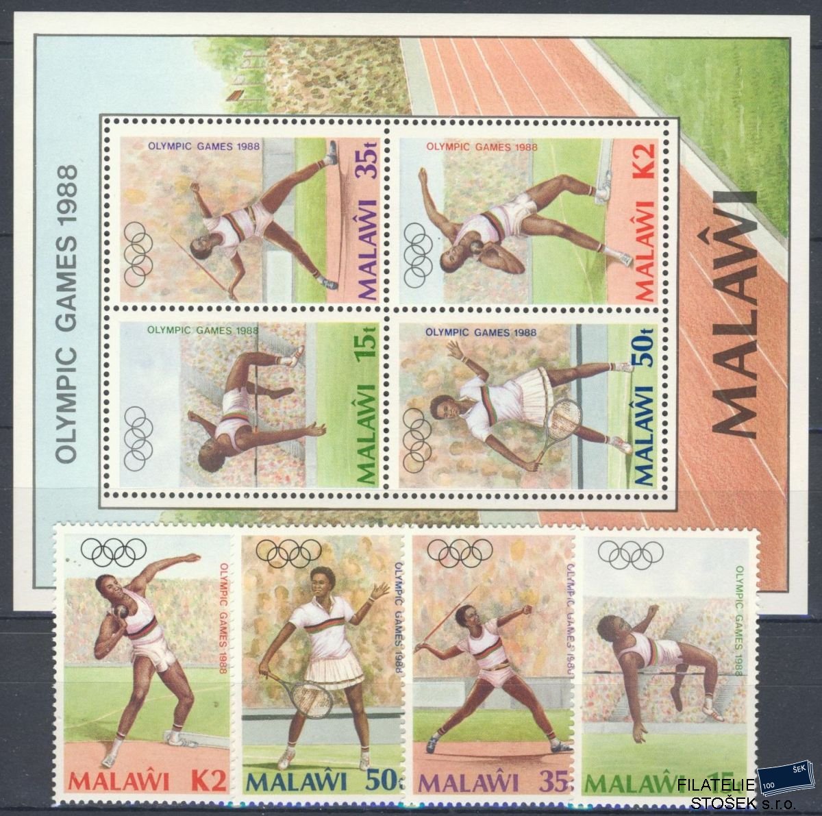 Malawi známky Mi 0497-500+Bl.68
