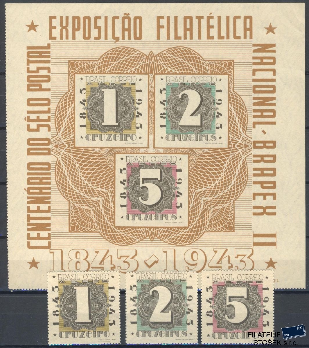 Brazílie známky Mi 639-41 + Bl 7