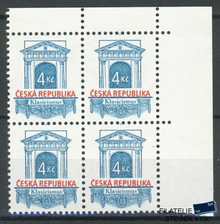 Česká republika známky 118 4 Blok Rohový - Matný lep