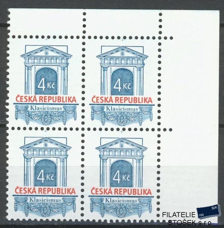 Česká republika známky 118 4 Blok Rohový - Matně lesklý lep