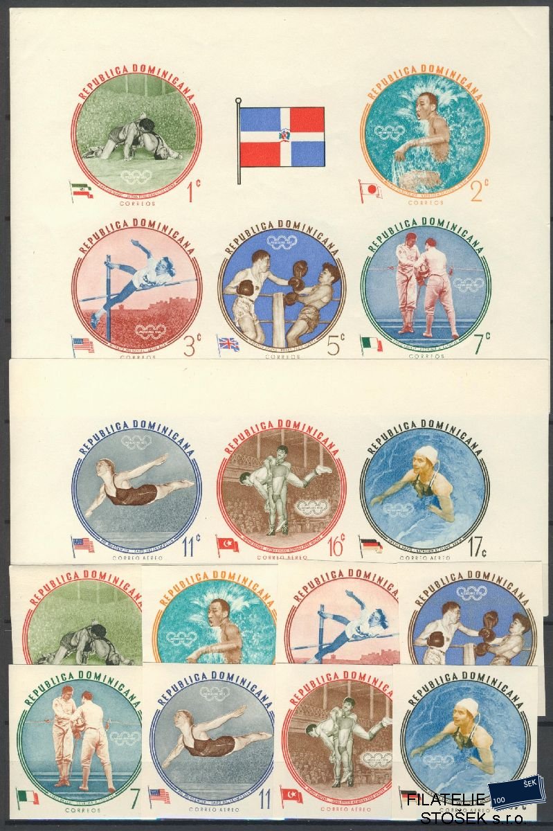 Dominicana známky Mi 724-31 + Bl 25-26B