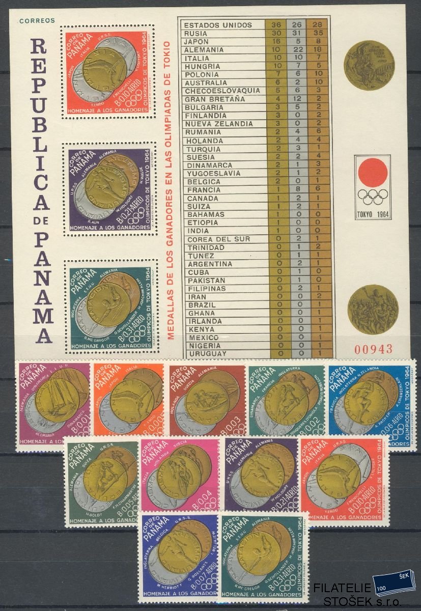 Panama známky Mi 785-95 + Bl 31