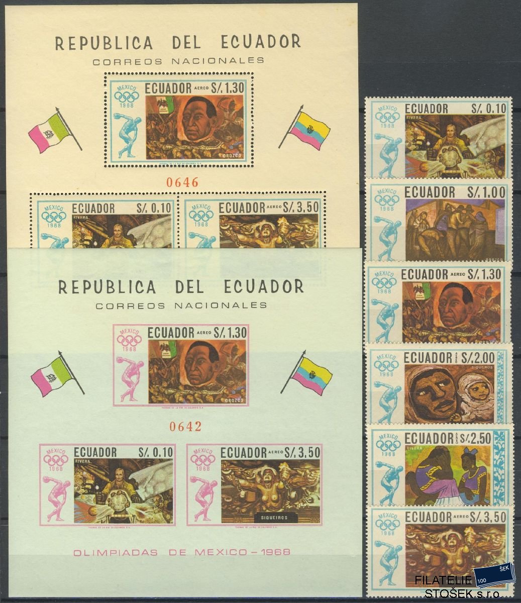 Ecuador známky Mi 1313-18 + Bl 35-36