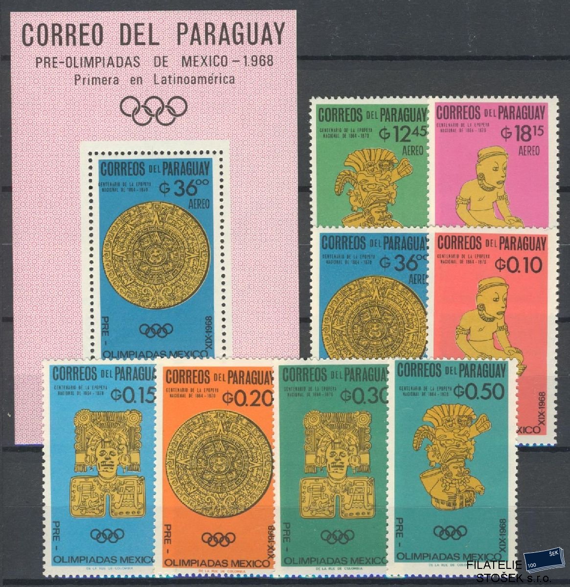 Paraguay známky Mi 1535-42 + Bl 81
