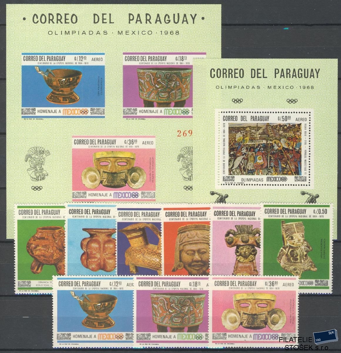 Paraguay známky Mi 1788-96 + Bl 107-8