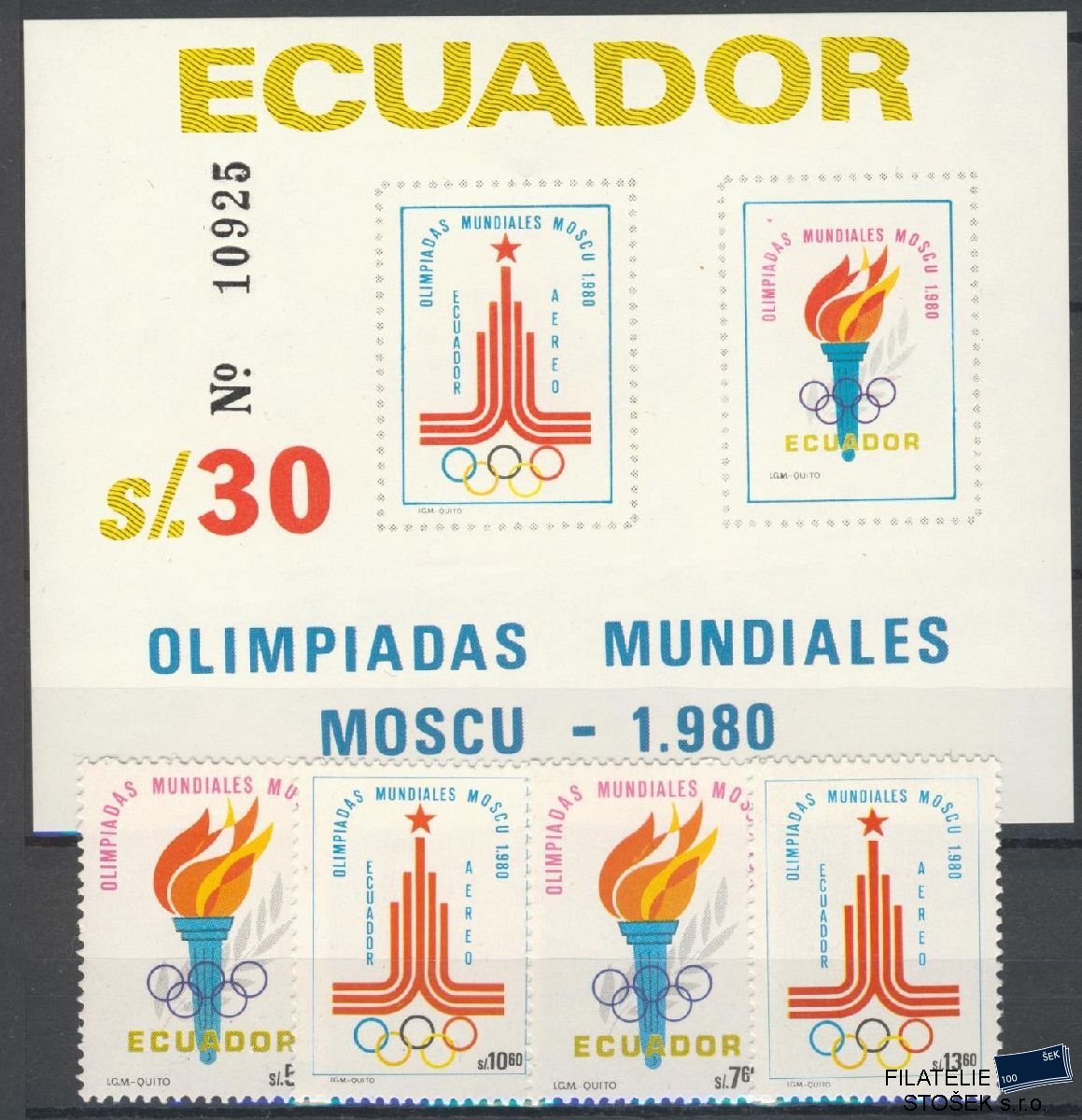 Ecuador známky MI 1864-67 + Bl 95