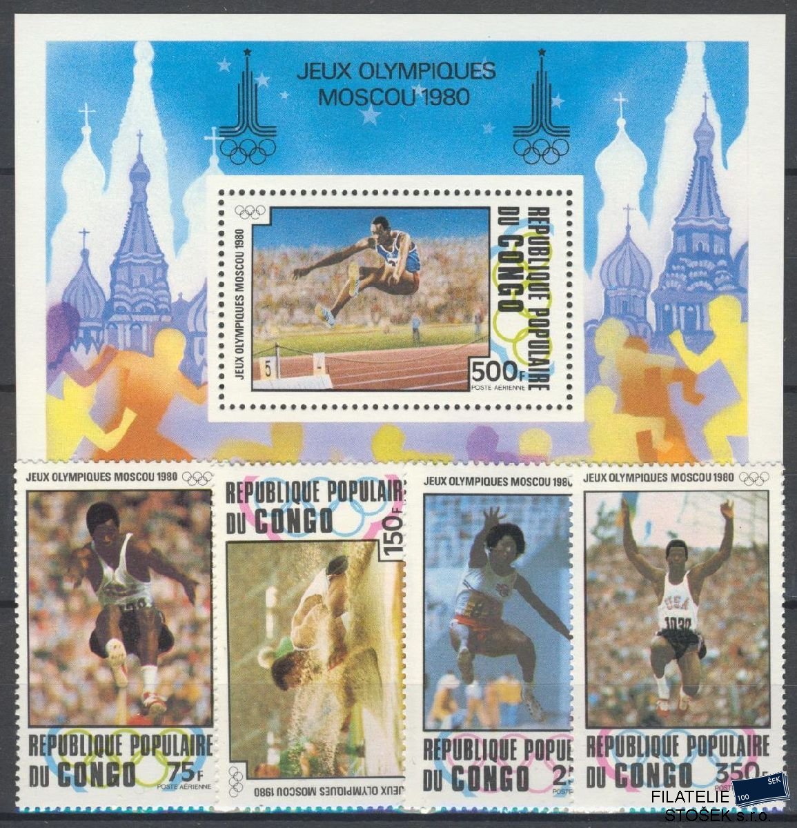 Kongo známky Mi 726-29 + Bl 22