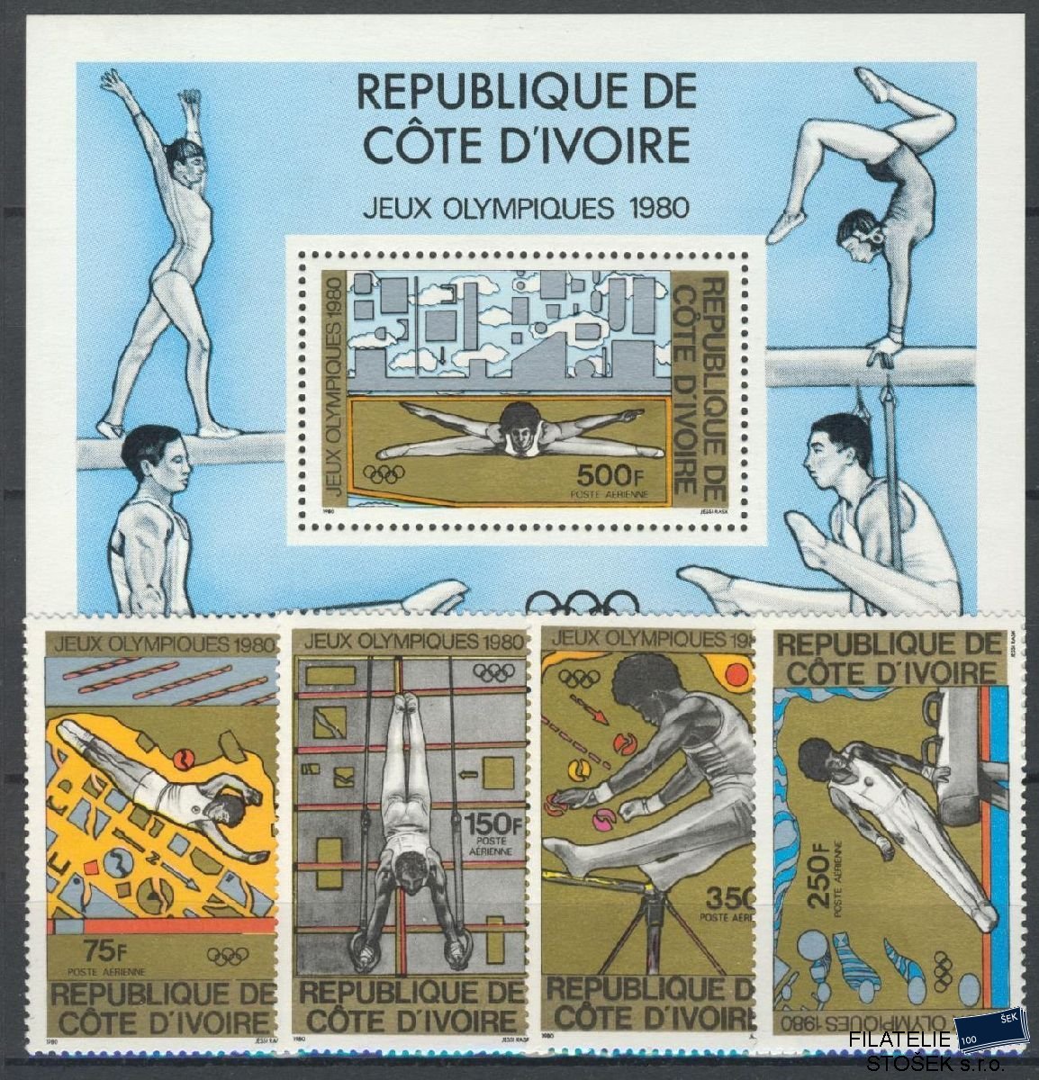 Cote d Ivore známky Mi 649-52 + Bl 16