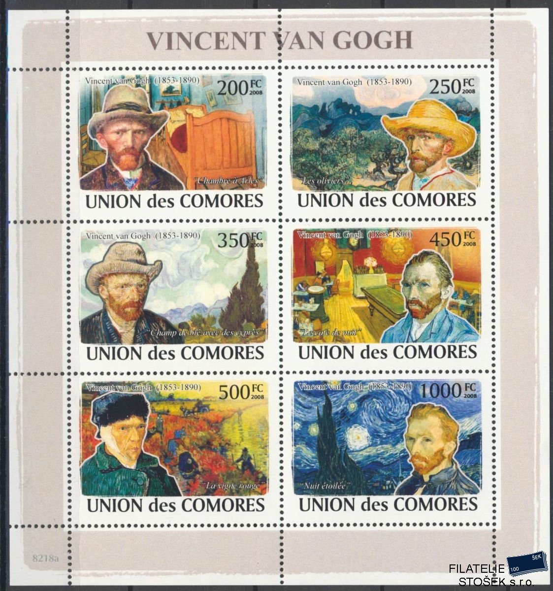 Comores známky Mi 2030-5 Klb. Vincent Van Gogh