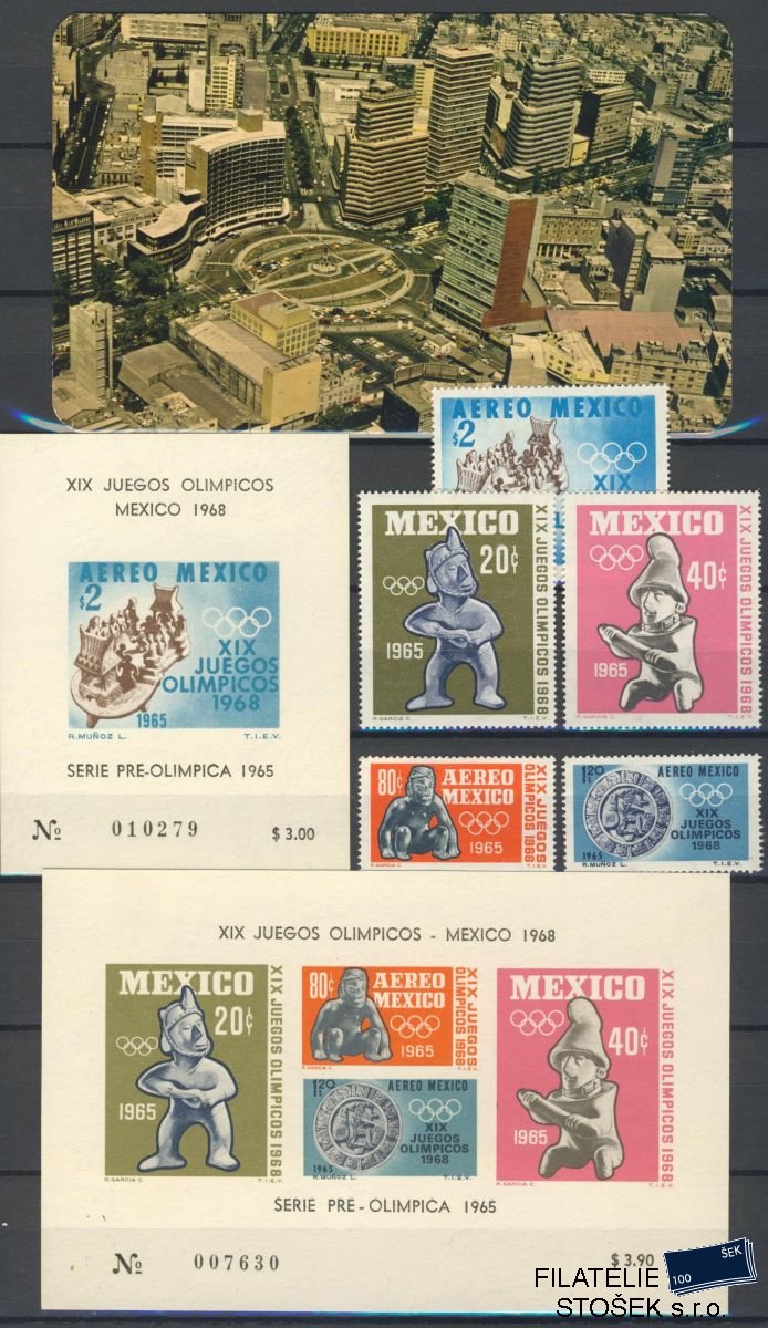 Mexiko známky Mi 1192-6+Bl.3-4 + celistvost
