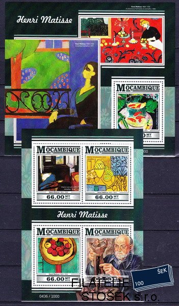 Mocambique známky Mi 8219-22+Bl.1064 Henri Matisse
