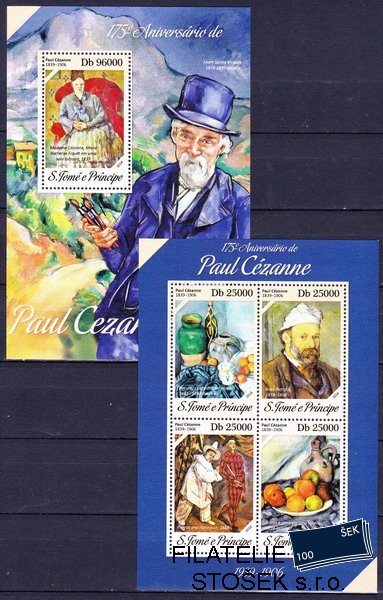St.Thomas. známky Mi 5474-7+Bl.954 Paul Cézanne