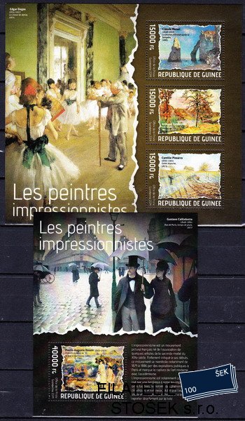 Guinea známky Mi 10271-3+Bl.2343 Impresionismus-Monet,Guillaumion, Renoir