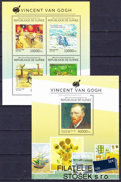 Guinea známky Mi 10752-5+Bl.2446 Vincent van Gogh