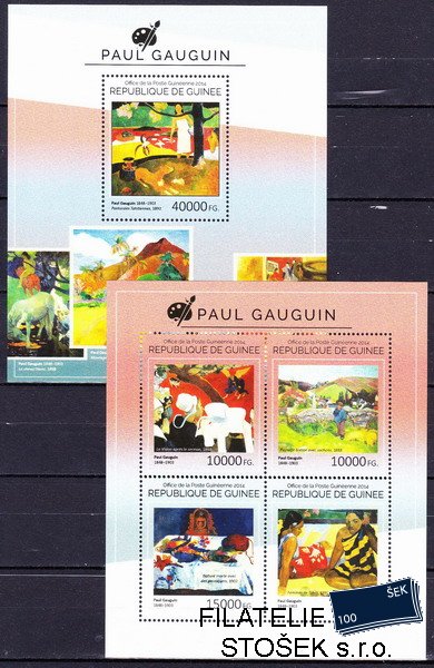 Guinea známky Mi 10747-50+Bl.2445 Paul Gauguin