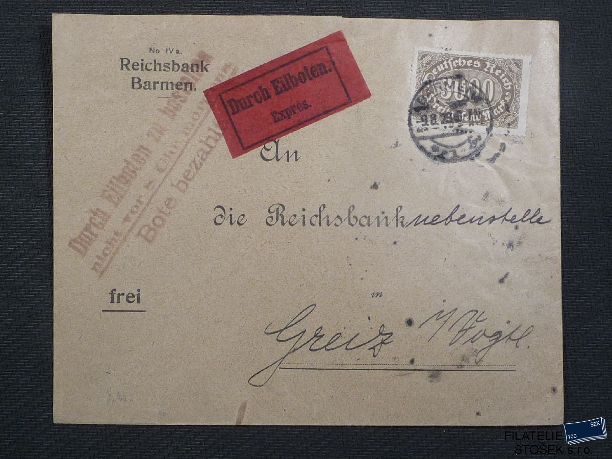Deutsches Reich celistvosti - Barmen - Greiz