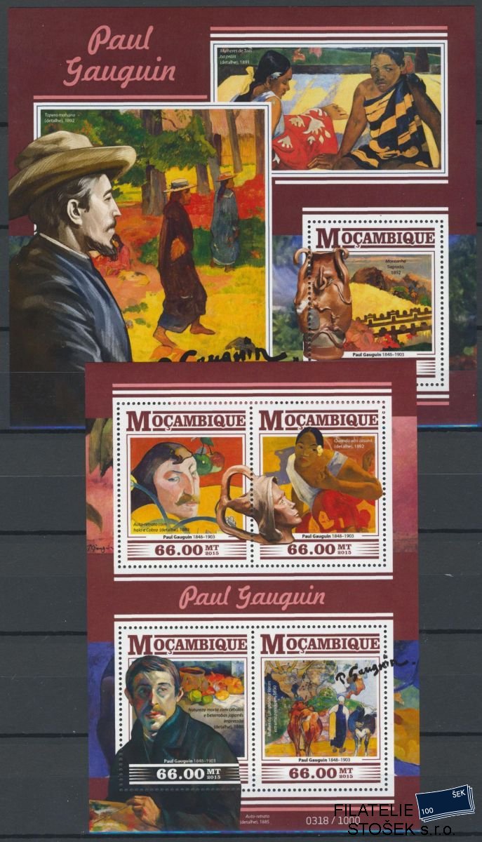 Mocambique známky Mi 8209-12+Bl.1082 Paul Gauguin