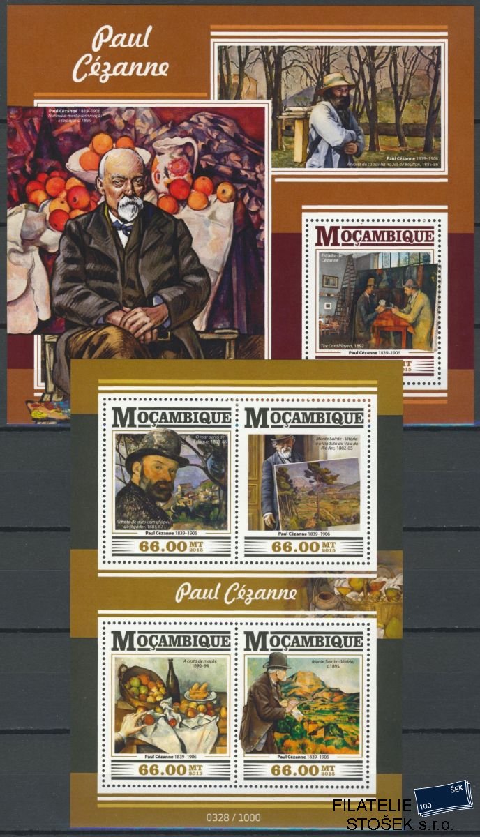 Mocambique známky Mi 8194-7+Bl.1079 Paul Cézanne