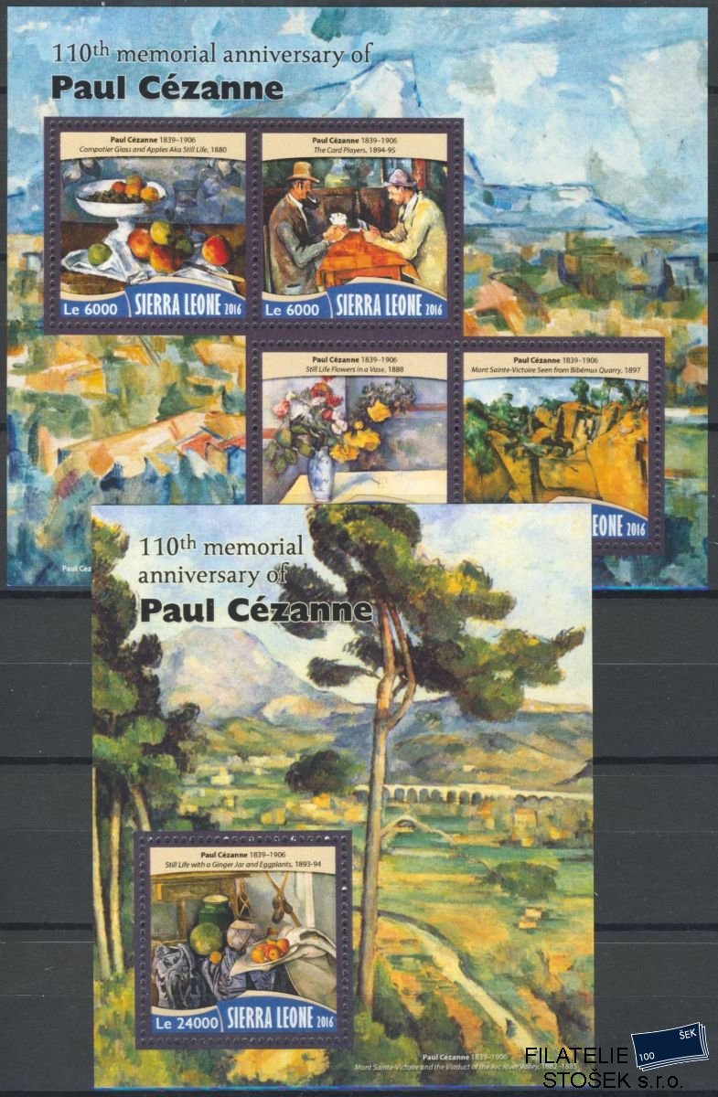 Sierra Leone známky Mi 7438-41+Bl.1020 Paul Cézanne