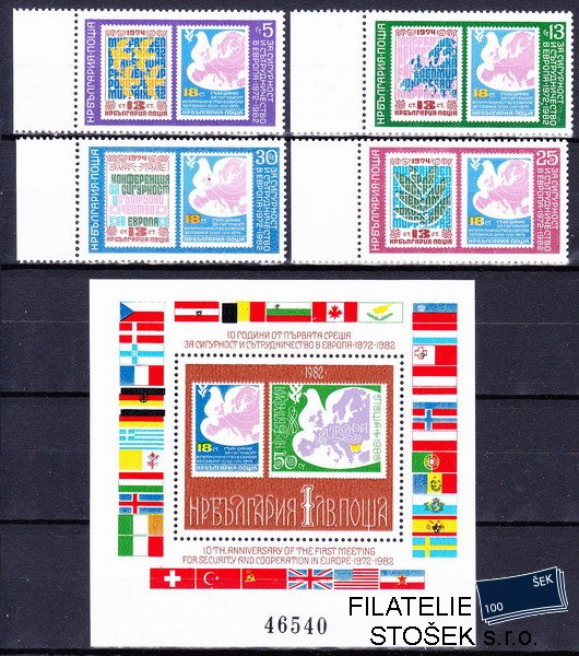 Bulharsko známky Mi 3119-22+Bl.126