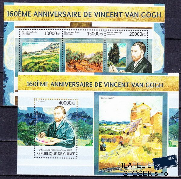 Guinea známky Mi 9741-3+Bl.2710 Vincent va Gogh