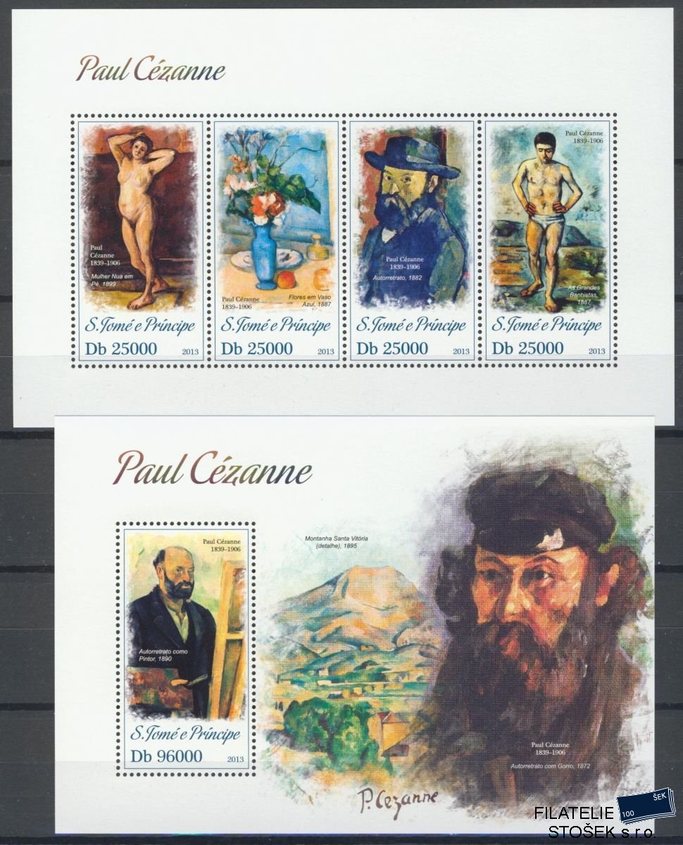 St.Thomas známky Mi 5226-9+Bl.905 Paul Cézanne
