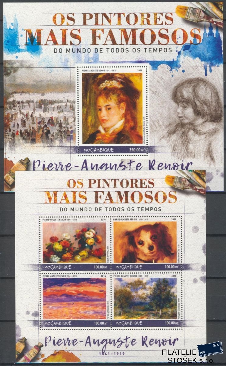 Mocambique známky Mi 9004-7+Bl.1241 Pierre-Auguste Renoir