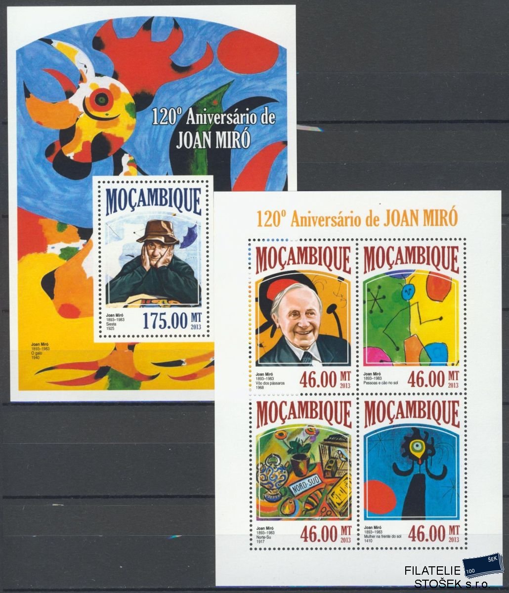 Mocambique známky Mi 6862-5+Bl.812 Joan Miró