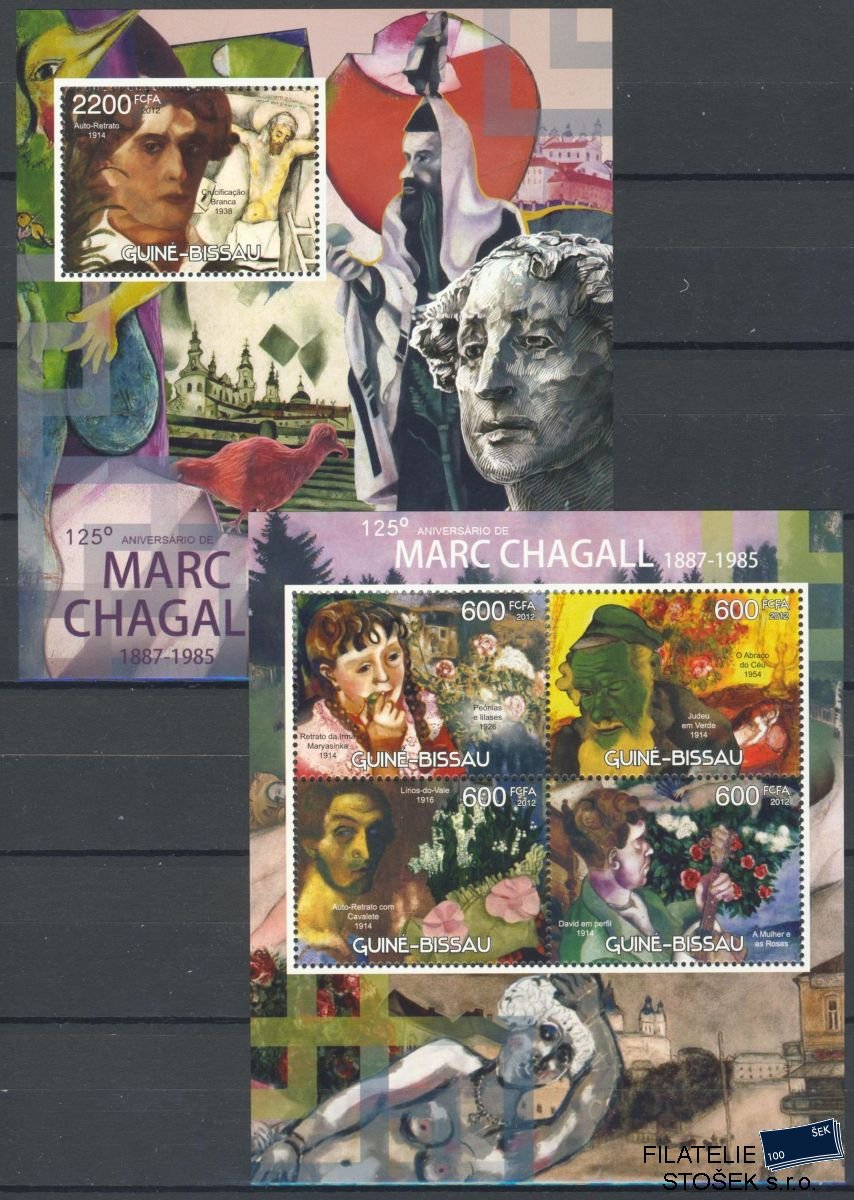 Guinea Bissau známky Mi 5962-5+Bl.1055 Marc Chagall