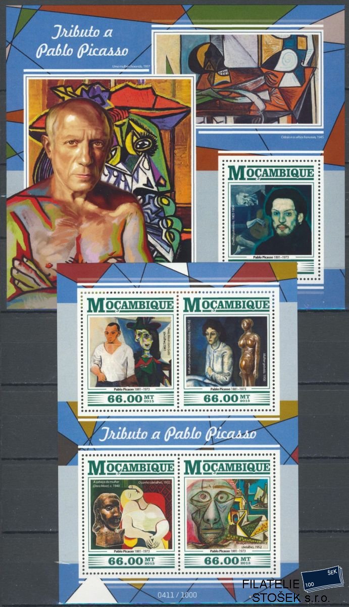 Mocambique známky Mi 8224-7+Bl.1085 Pablo Picasso