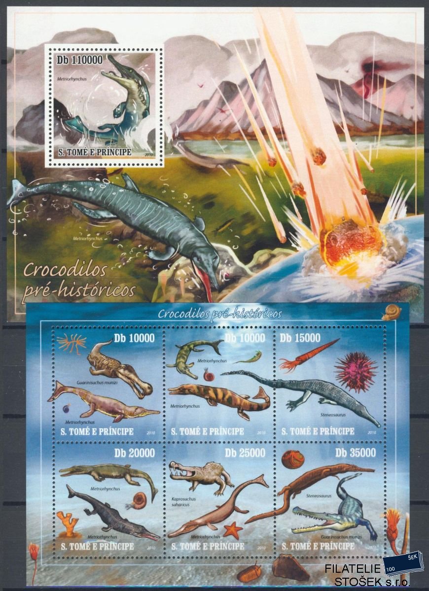 St.Thomas známky Mi 4301-6+Bl.741 Prehistorická fauna