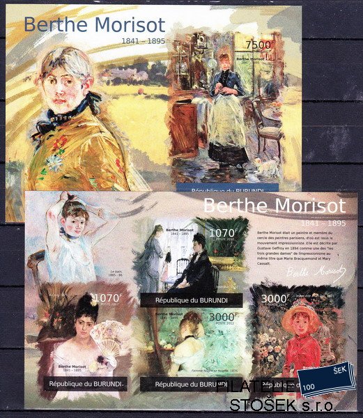 Burundi známky Mi 2367-70+Bl.209 B Berthe Morisot