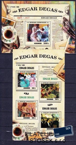 Centrafricaine známky Mi 5780-3+Bl.1378 Edgar Degas