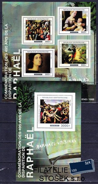 Centrafricaine známky Mi 5760-3+Bl.1374 Rafael