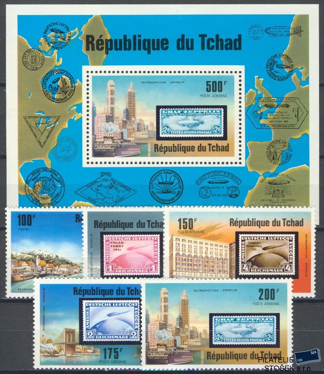 Tchad známky Mi 775-79 + Bl 68