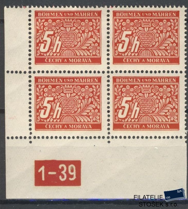 Protektorát známky DL 1 4 Blok  Dz 1-39