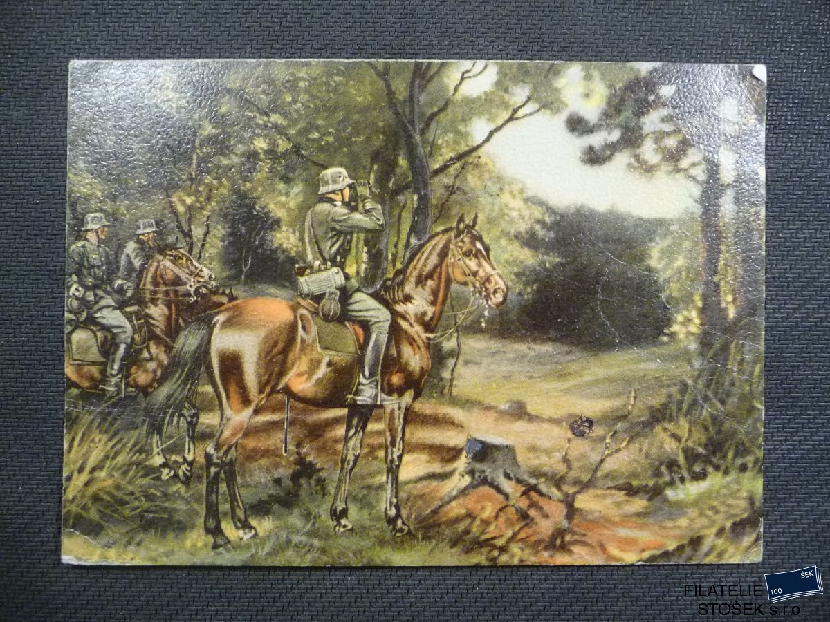 Vojenské pohlednice - Německo - Voják na koni