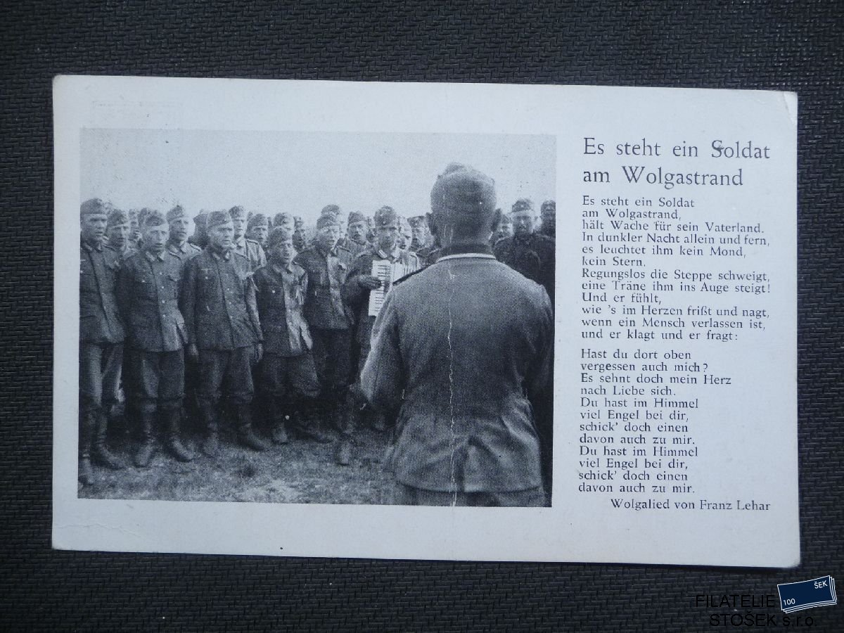 Vojenské pohlednice - Německo - Es steht ein Soldat am Wolgastrand