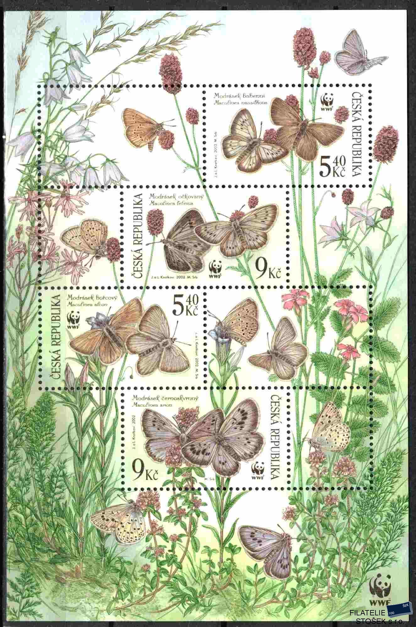 Česká republika známky 326-9 A tečka na kupónu, nevychýlený PO