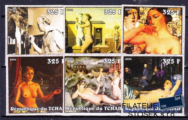 Tchad známky Mi 2328-33 B Paul Delvaux