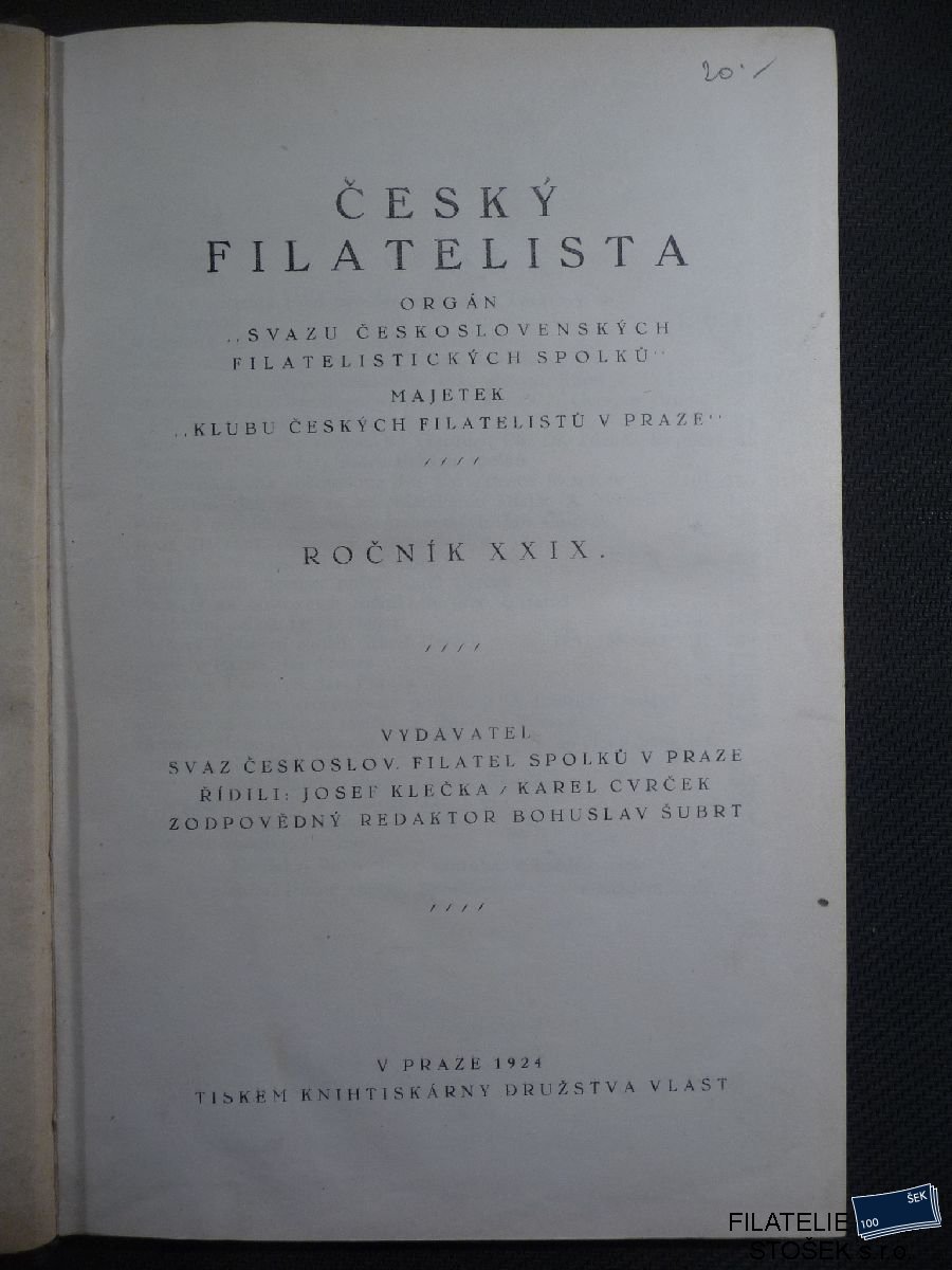 Časopisy Český Filatelista 1924