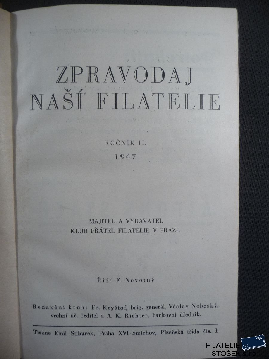 Časopisy Zpravodaj naší filatelie 1947