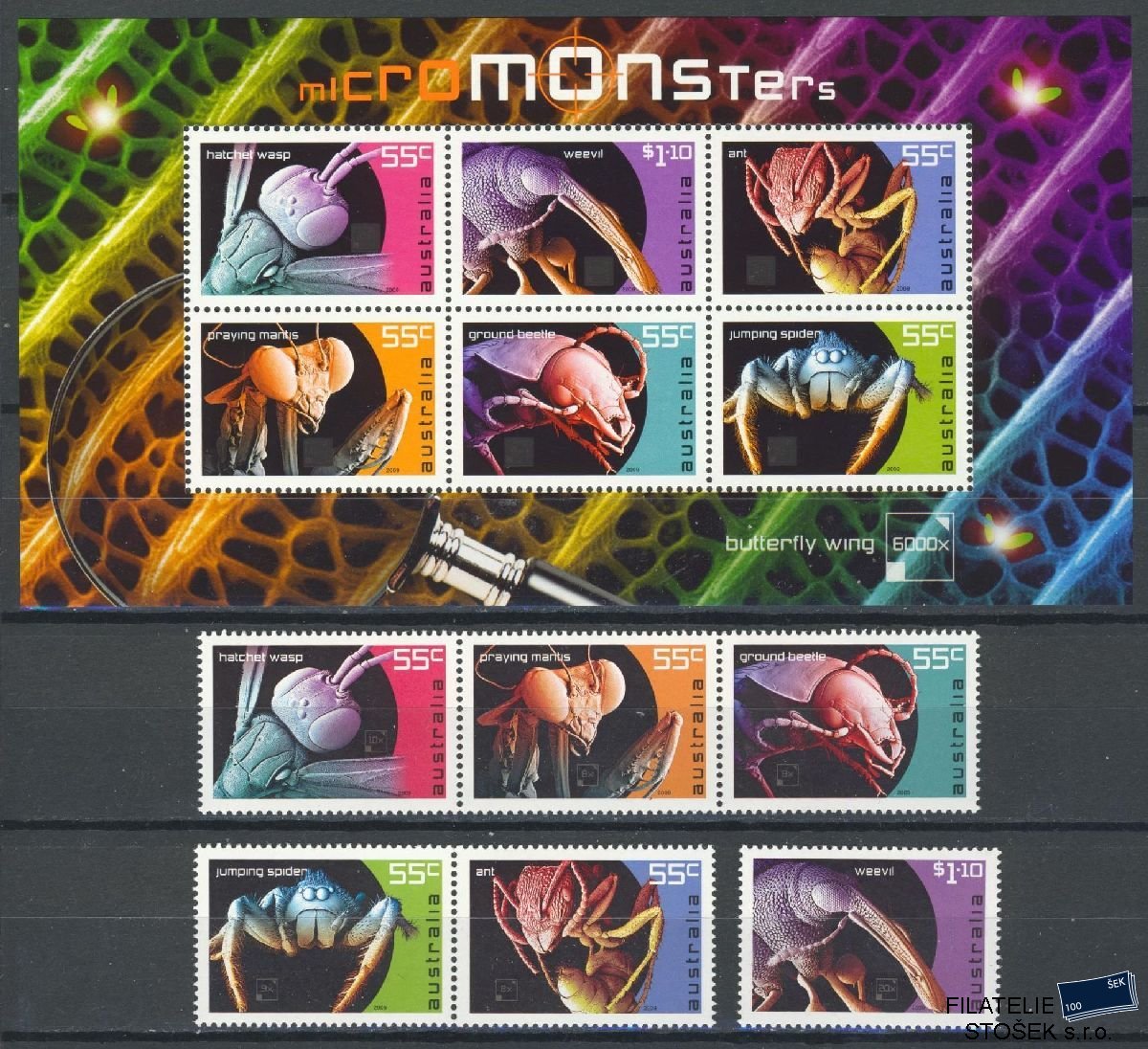 Austrálie známky Mi 3240-45 + Bl 88