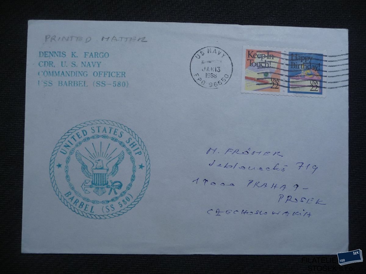Lodní pošta celistvosti - USA - USS Barbel