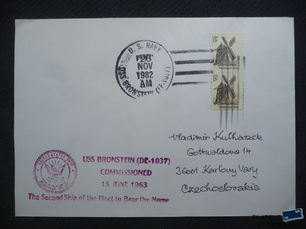 Lodní pošta celistvosti - USA - USS Bronstein