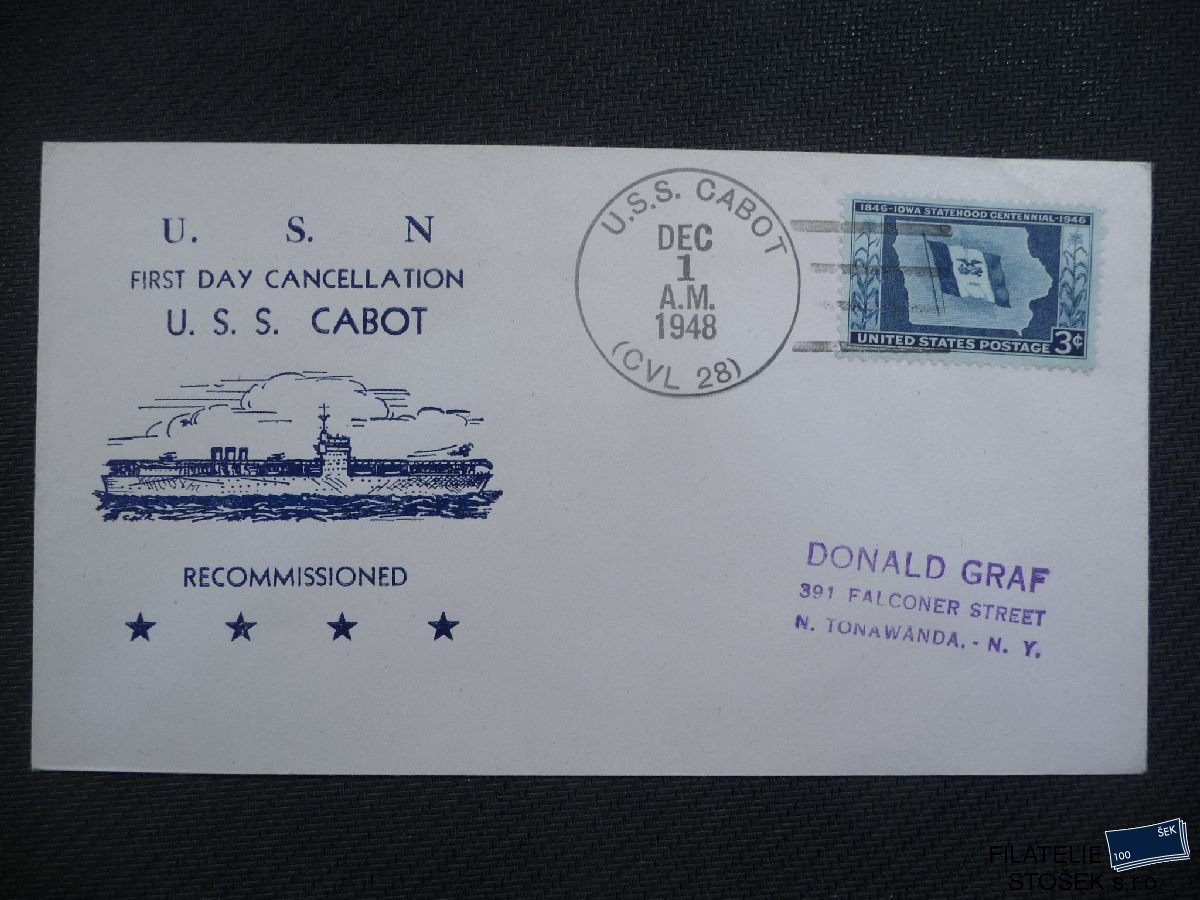 Lodní pošta celistvosti - USA - USS Cabot